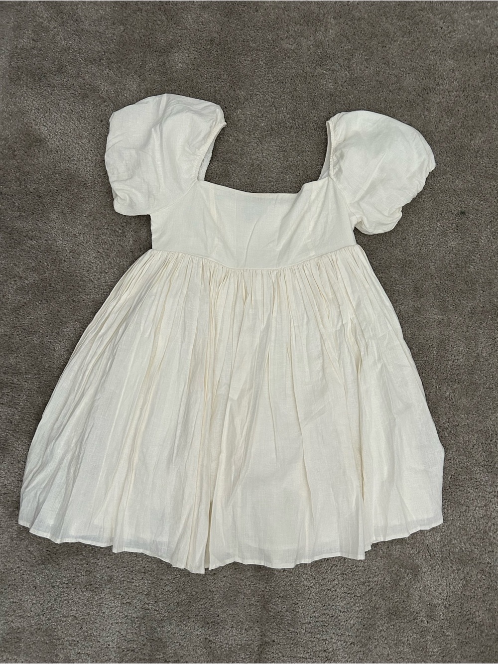 Lulu's Ivory Puff-Sleeve Dress
